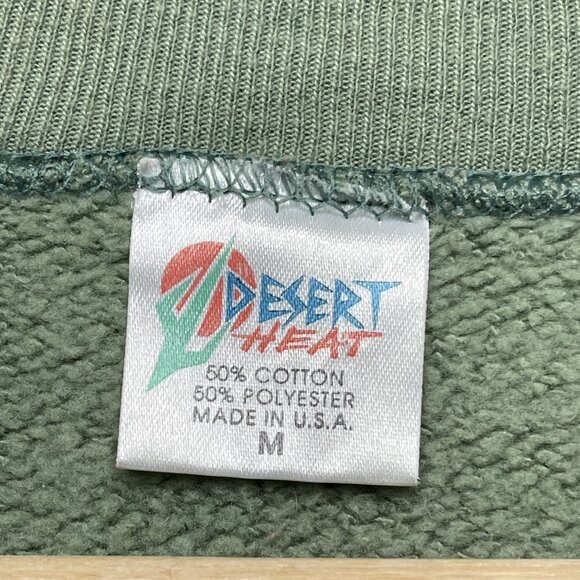 Vintage Kansas Embroidered Green Sweatshirt By Desert Heat Medium Made In USA - Picture 3 of 5